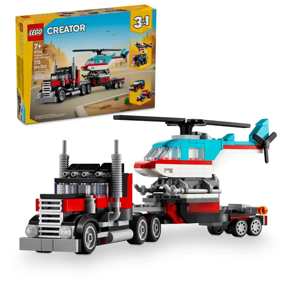 Alternative view of Flatbed Truck with Helicopter (31146)