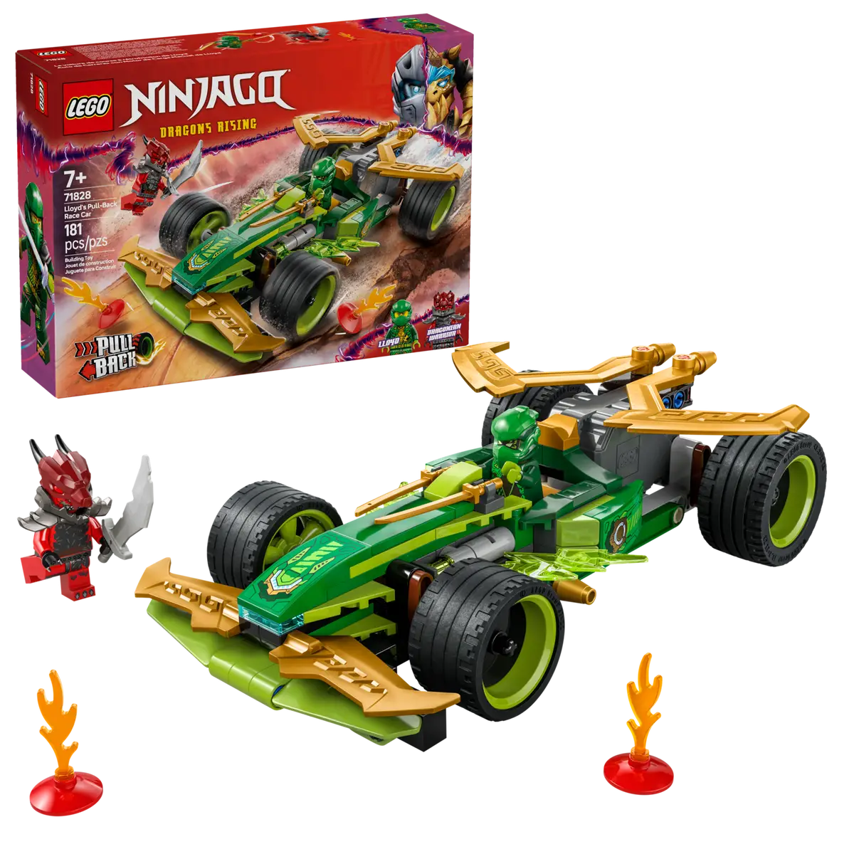 לגו Ninjago – מכונית מרוץ במנגנון משיכה אחורה של לויד (71828) – תמונה 2
